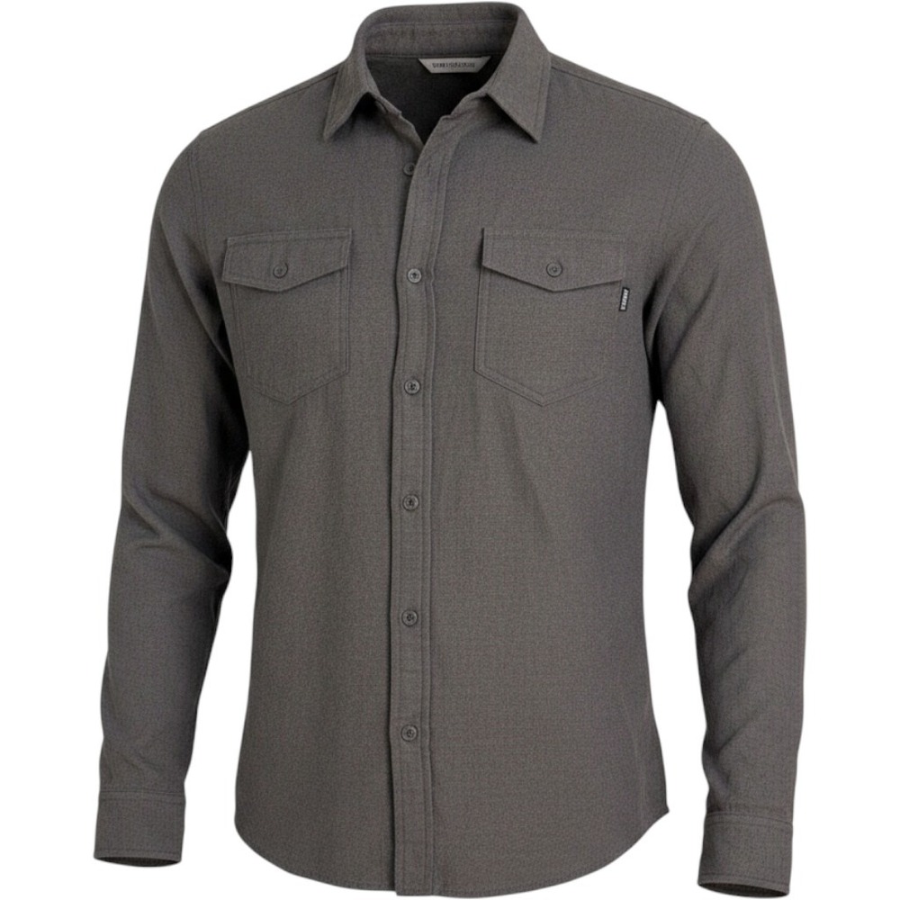 Hurley Button Down Shirt Mens Small Gray Long‎ Sleeve Flannel Excellent Solid